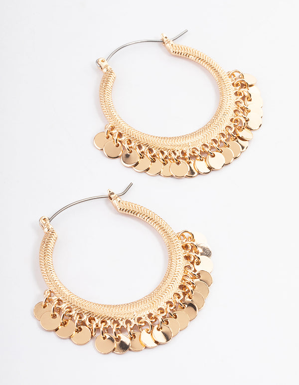 Gold Round Hoop Tiny Centre Earrings
