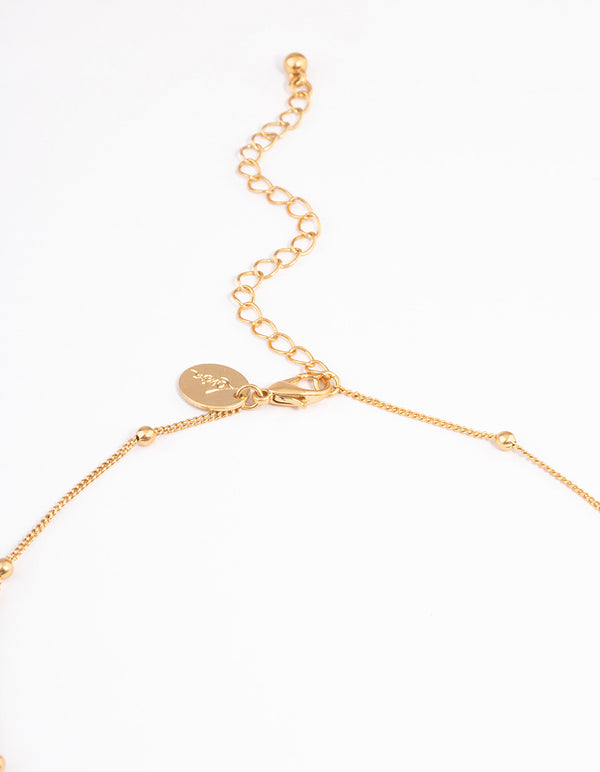 Gold Long Quartz Cross Necklace