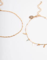 Gold Leaf Tag Multi Anklet Pack - link has visual effect only