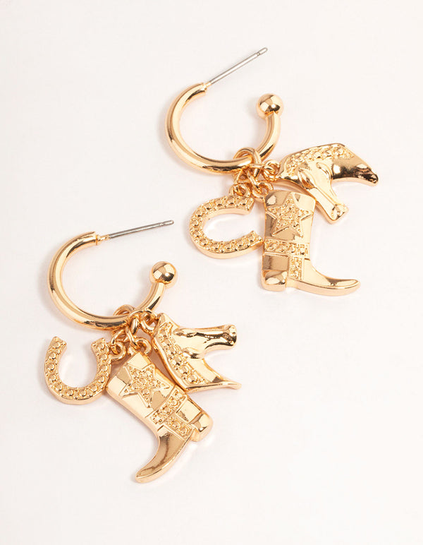 Gold Western Boot Earrings - Lovisa
