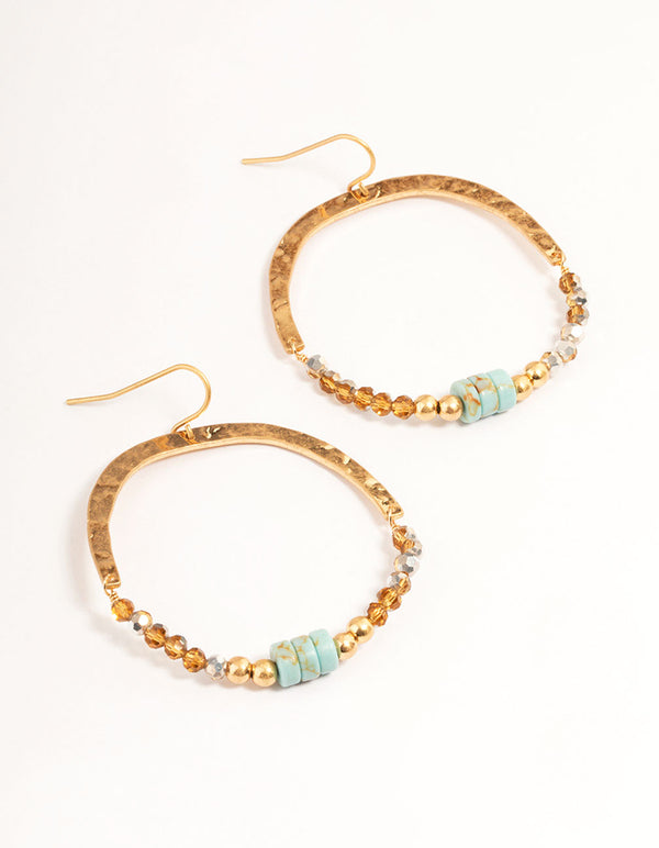 Gold Turquoise Rounded Drop Earrings