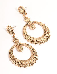 Gold Western Ring Drop Earrings - link has visual effect only