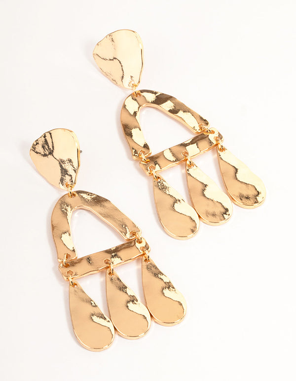Gold Textured Dangle Earrings