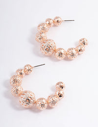 Rose Gold Filigree Graduated Ball Hoop Earrings - link has visual effect only