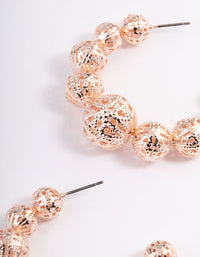 Rose Gold Filigree Graduated Ball Hoop Earrings - link has visual effect only