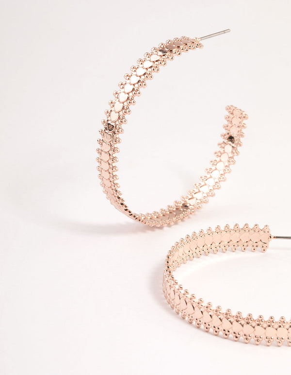 Rose Gold Stamp Hoop Earrings 40mm