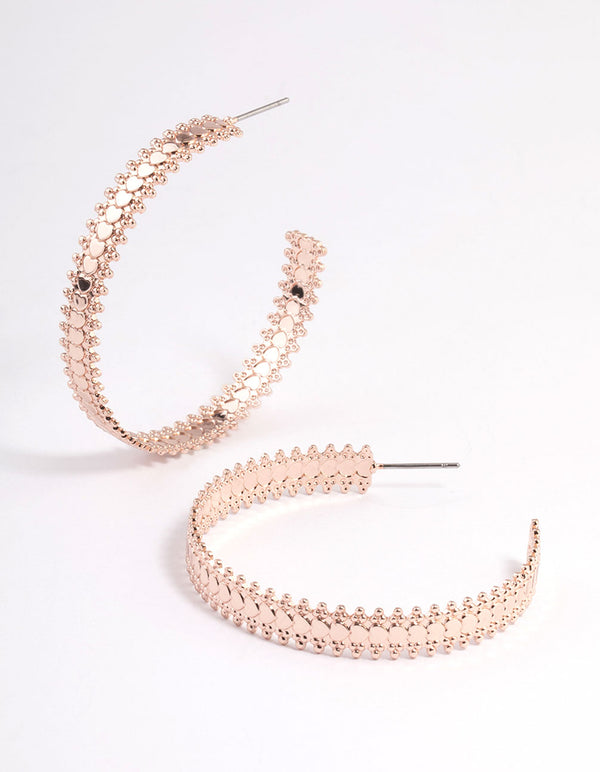 Rose Gold Stamp Hoop Earrings 40mm