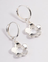 Silver '90s Flower Mini Hoop Earrings - link has visual effect only