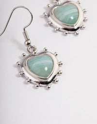 Rhodium Grunge Heart Stone Drop Earrings - link has visual effect only