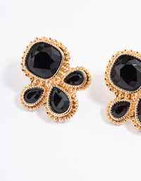 Black Miligrain Four Stone Stud Earrings - link has visual effect only