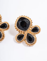 Black Miligrain Four Stone Stud Earrings - link has visual effect only