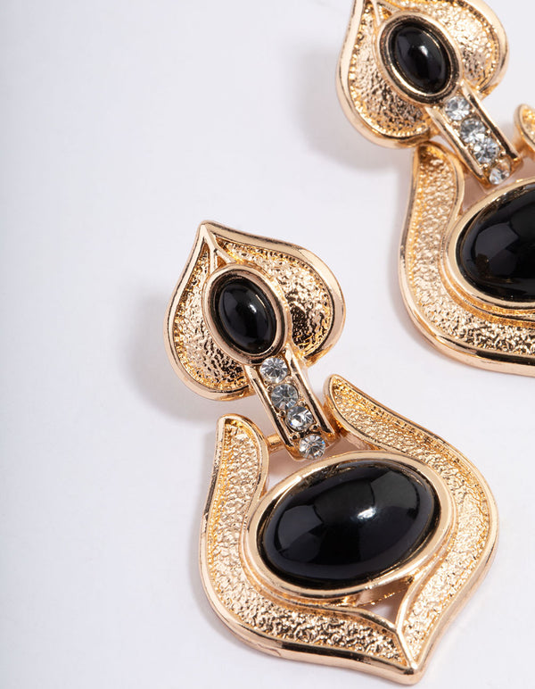 Black Teardrop Knocker Statement Earrings