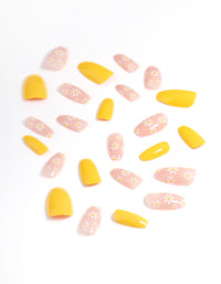 Plastic Yellow Daisy Press On Nails - link has visual effect only