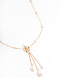 Gold Freshwater Pearl T&O Station Necklace - link has visual effect only