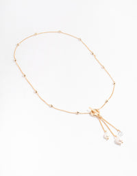 Gold Freshwater Pearl T&O Station Necklace - link has visual effect only