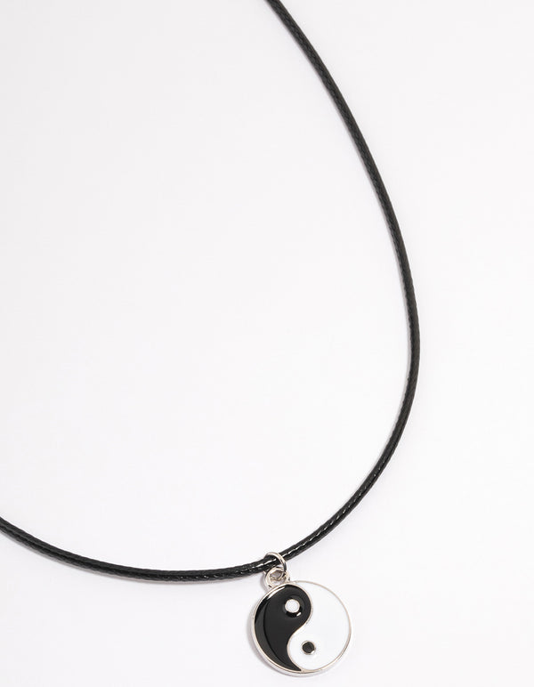 Silver Yin & Yang Cord Necklace