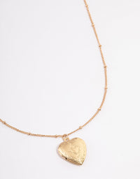 Gold Heart Locket Necklace - link has visual effect only