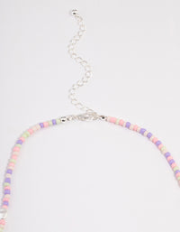 Silver Multi-Coloured Beaded Necklace - link has visual effect only