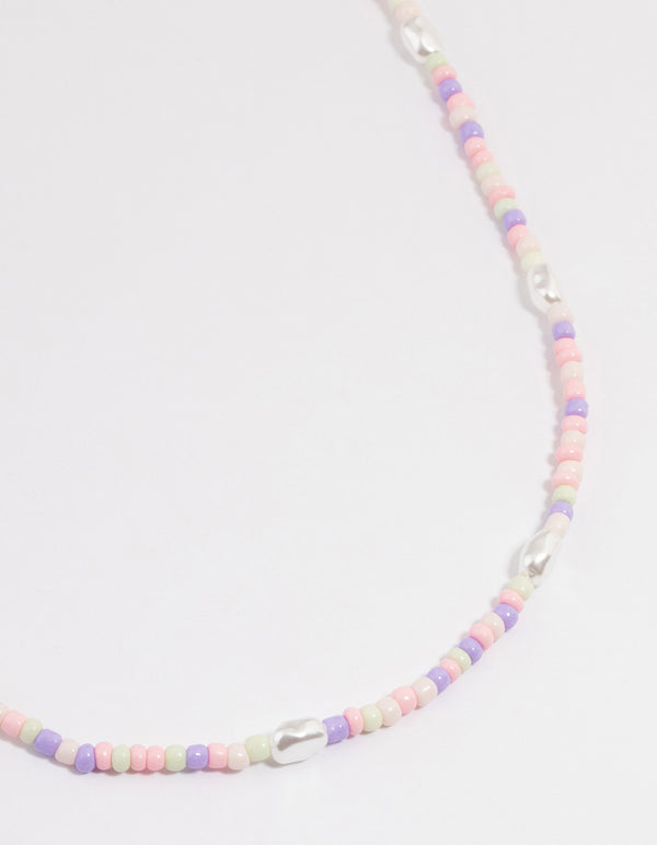 Silver Multi-Coloured Beaded Necklace