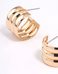 Gold Mini Three Crimp Illusion Hoop Earrings - link has visual effect only