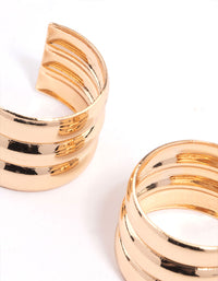 Gold Mini Three Crimp Illusion Hoop Earrings - link has visual effect only