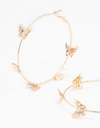 Gold Butterfly Hoop Earrings - link has visual effect only