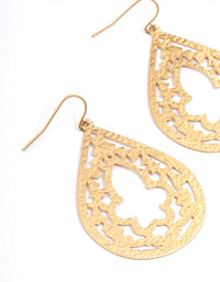 Gold Texture Cut Stamp Drop Earrings - link has visual effect only