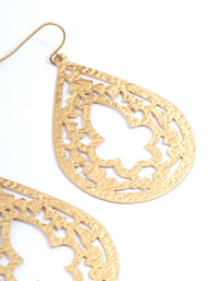 Gold Texture Cut Stamp Drop Earrings - link has visual effect only