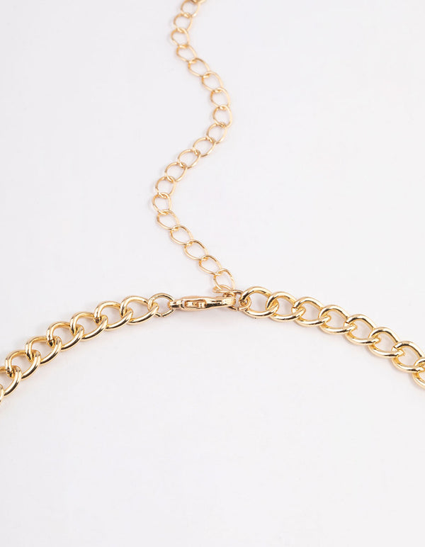 Gold Boho Diamante Stone Flower Necklace