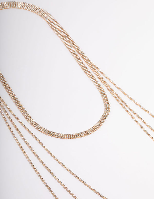 Gold Triple Row Cupchain Scarf Necklace