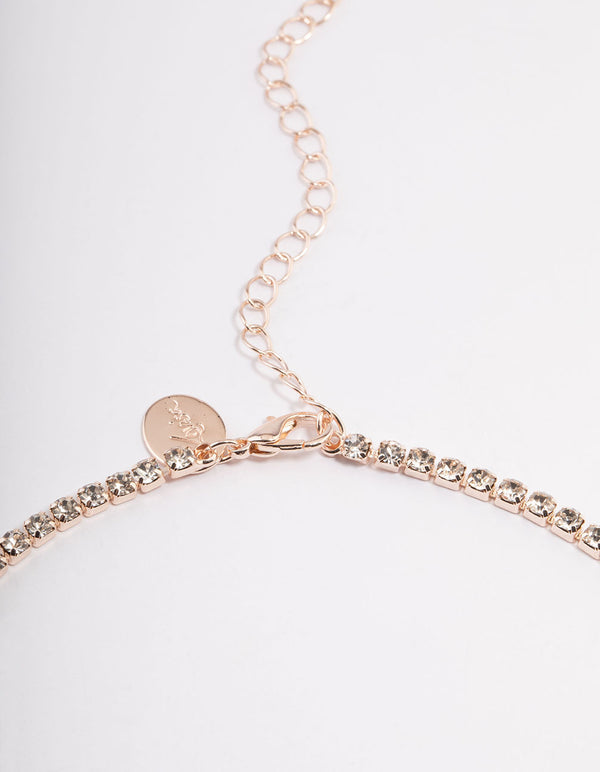 Rose Gold Teardrop Cupchain Earrings & Necklace Set
