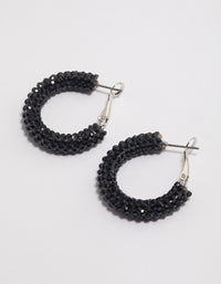 Coated Black Jet Crescent Hoop Earrings 20mm - link has visual effect only
