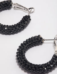 Coated Black Jet Crescent Hoop Earrings 20mm - link has visual effect only