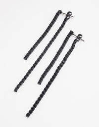 Coated Black Diamante Chain Sandwich Drop Earrings - link has visual effect only
