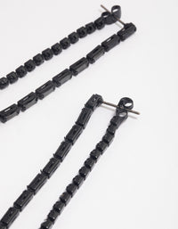 Coated Black Diamante Chain Sandwich Drop Earrings - link has visual effect only