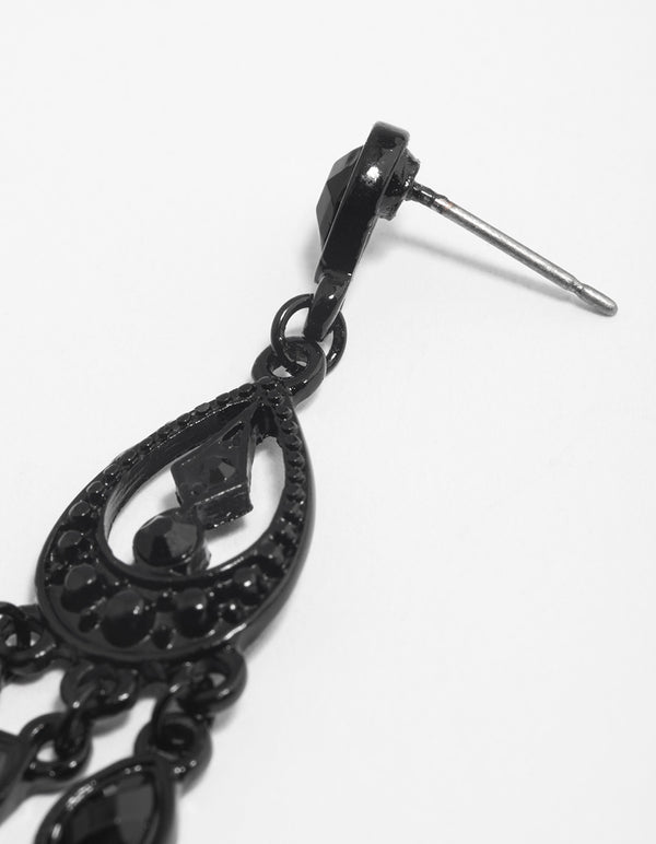 Coated Black Mini Glam Drop Earrings