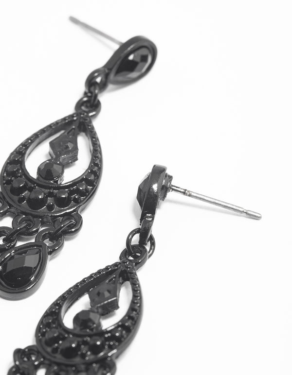 Coated Black Mini Glam Drop Earrings