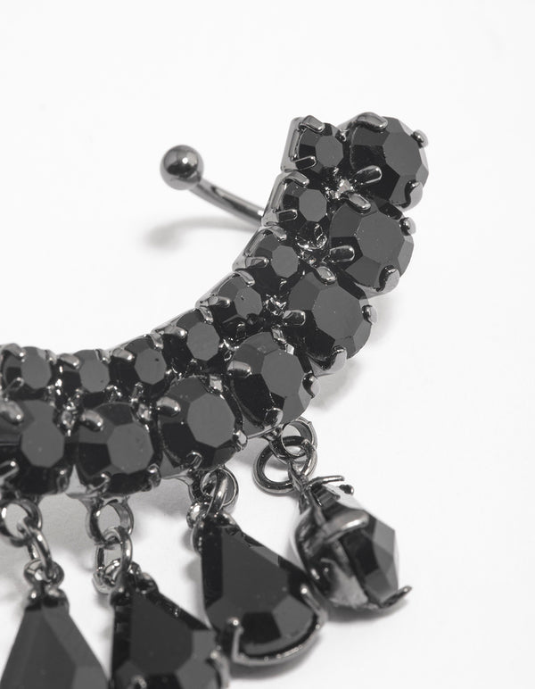 Gunmetal Teardrop Fan Cuff Earrings