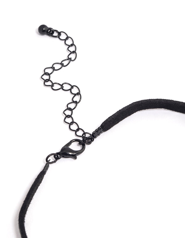 Coated Black Mixed Disc & Ball Cord Necklace