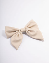 Faux Leather Netural Fabric Bow Clip - link has visual effect only