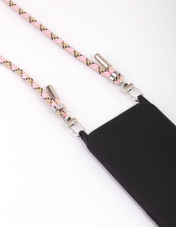Pink & Tan Rope Crossbody Phone Strap