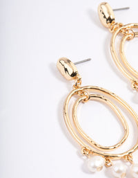 Gold Plated Oval Drop Layered Freshwater Pearl Earrings - link has visual effect only