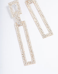 Gold Diamante Rectangle Drop Earrings - link has visual effect only