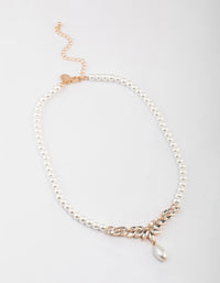 Gold Teardrop Pearl Necklace - link has visual effect only