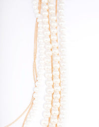 Gold Pearl Long Layered Necklace - link has visual effect only