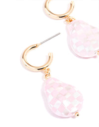 Gold & Pink Pearl Hoop Earrings - link has visual effect only