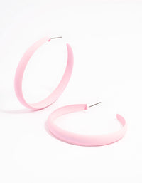 Pink Coated Rubber Hoop Earrings 60mm - link has visual effect only