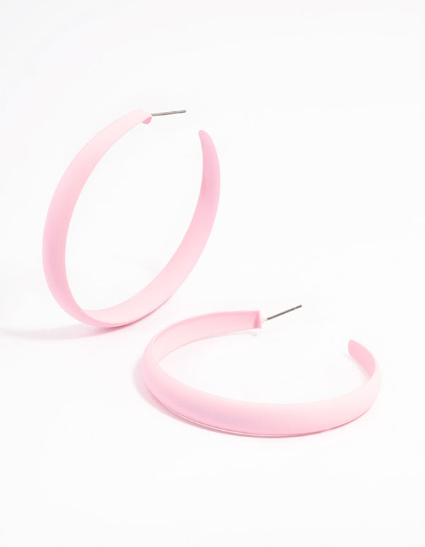 Pink Coated Rubber Hoop Earrings 60mm