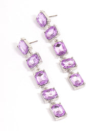 Rhodium Square Stone Drop Earrings - link has visual effect only