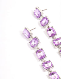Rhodium Square Stone Drop Earrings - link has visual effect only